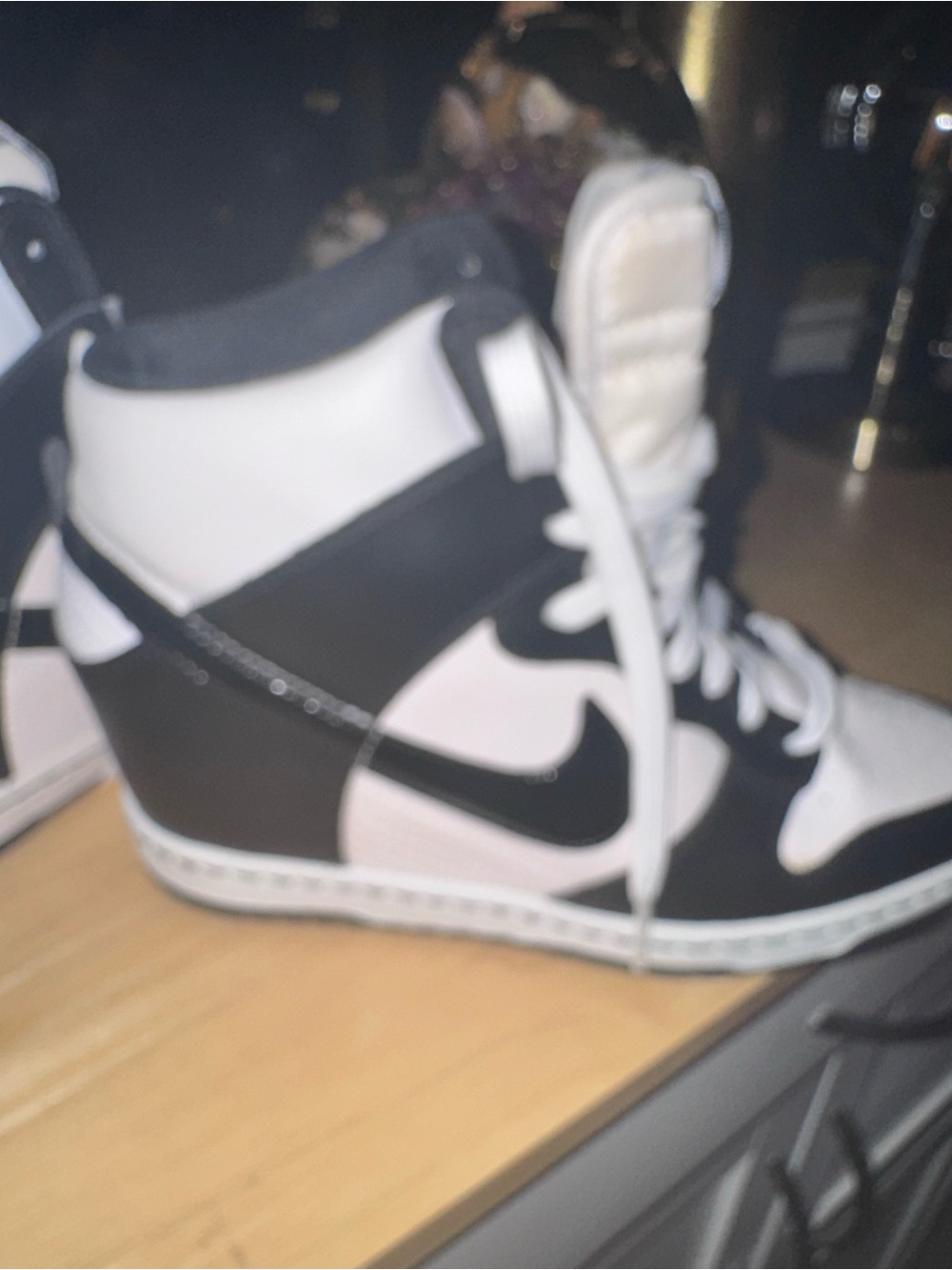 Nike Black and White High-Top Wedge Sneaker - Women's